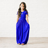 Colored dress, long skirt, Amazon, children's clothing, with short sleeve, wish, ebay