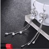 Long earrings, universal crystal with tassels, simple and elegant design, silver 925 sample