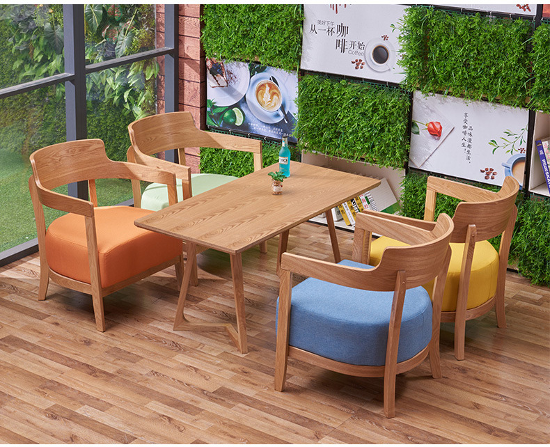 Cafe chair, casual solid wood chair, solid wood negotiation chair