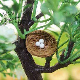 52DOLLHOUSE 小布娃娃屋配件微缩食玩玩具模型迷你小鸟窝鸟笼T130