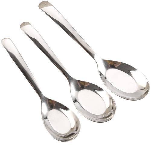 Long-handled thickened flat-bottomed stainless steel spoon student rice spoon children's small oval small spoon