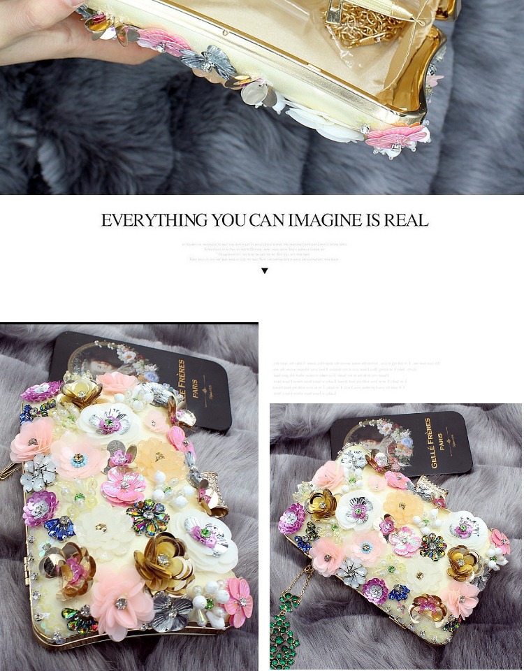 360g Weight Polyester Lining Material Magnetic Buckle Closure Type Single Shoulder Strap Strap Type Shoulder Bag, Evening Bag Bags Type Daily, Party Occasion Polyester Material Flower Pattern All Seasons Season Women'S Gender Fashion Style Square Shape Small Size Polyester Flower Square Clutch Evening Bag 12