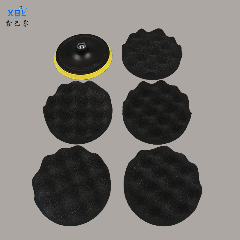 汽车美容抛光轮6件套抛光打蜡封釉套装平面波浪海绵轮自粘