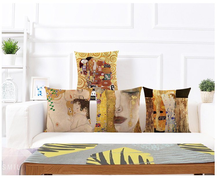 Retro Cartoon Linen Pillow Cases display picture 1