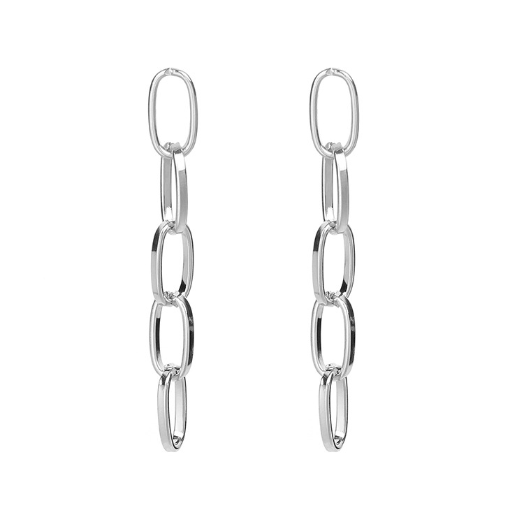 5g Weight No Inlaid Inlay Material Earrings Classification Copper Material Geometric Pattern Women'S Gender Plating Design Fashion Style Rose Gold, Gold, Silver Color Oval Chain Simple Retro Exaggerated Popular Earrings Wholesale 3