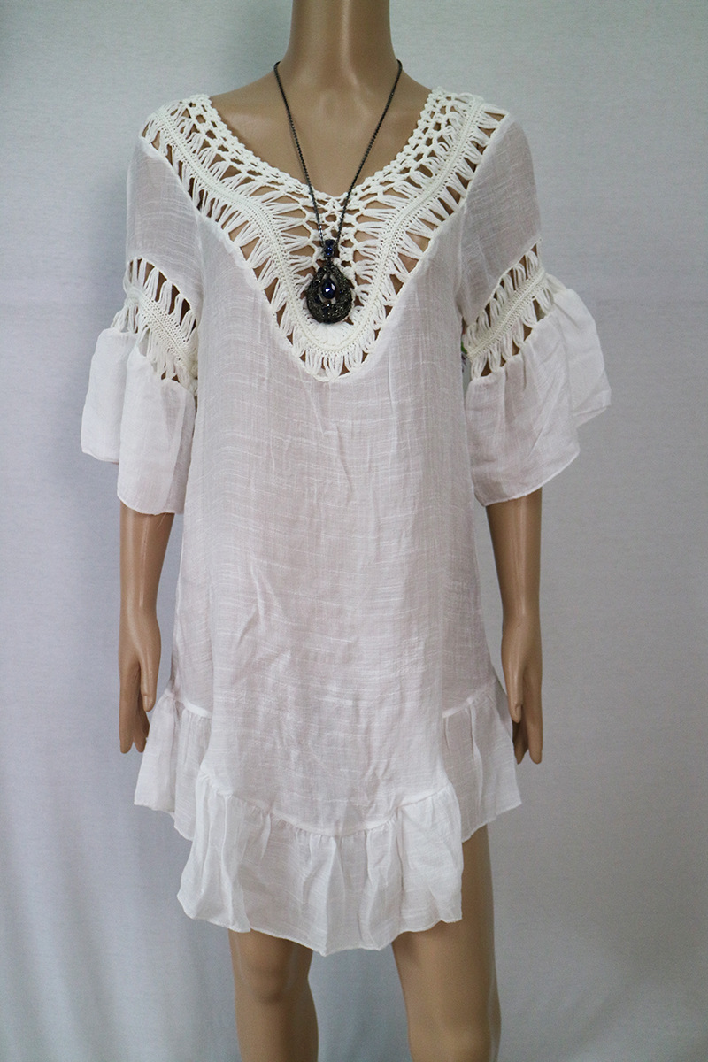 Sexy Bikini Cover Up Colorful Lantern Tassels Hollow Design U Back Tie Closure Beachwear for Summer Wholesale