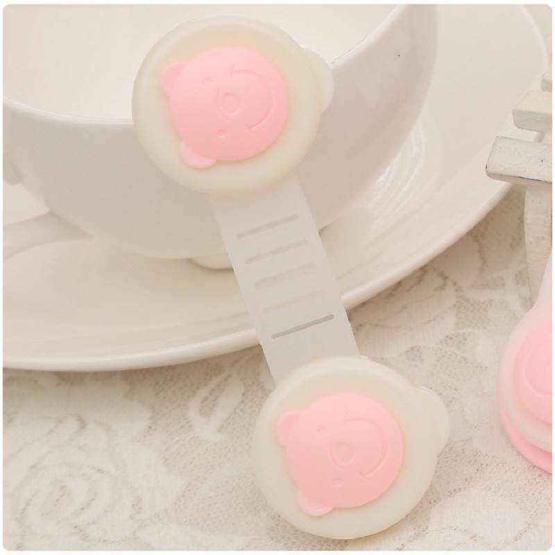 嘟来嘟玩卡通小熊短锁多功能抽屉锁儿童安全锁冰箱柜门锁配双面胶|ms