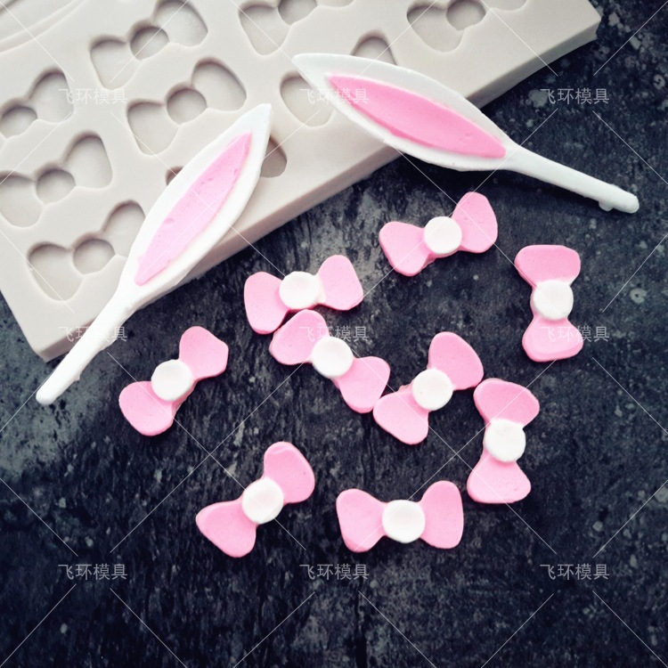 Fondant molde de silicona Orejas de conejo bowknot pastel de chocolate molde de silicona molde de fondant de chocolate