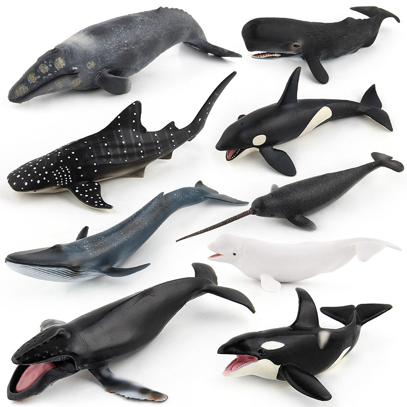 Simulation 9 Sperm Whale Blue Whale Marine Animal Model Undersea Life Killer Shark Moby Dick Whale Series Whale Toy