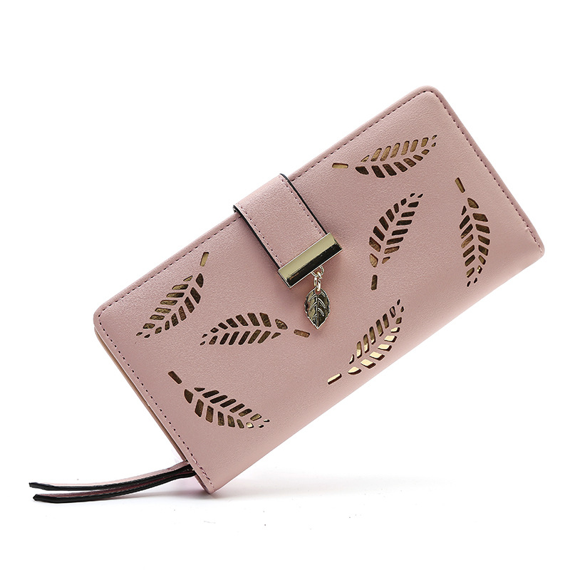 2024 Summer New Korean Fashion Trend Versatile Women's Long Hollow Leaf Handheld Bag Mobile Card Bag_voghion.com