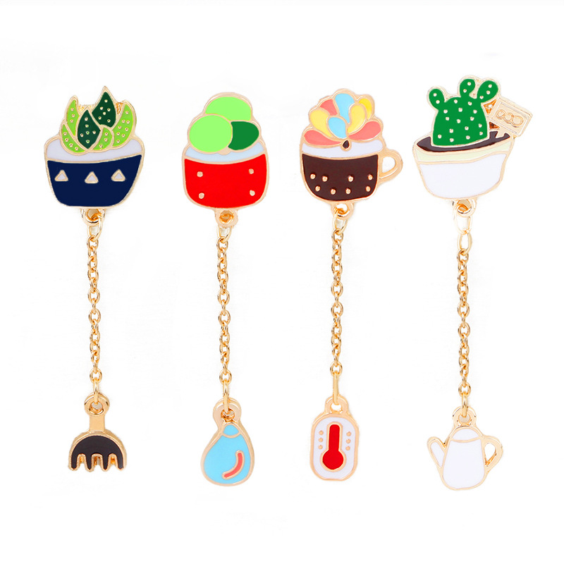 Fashion New Cartoon Cactus Plant Brooch Set display picture 16