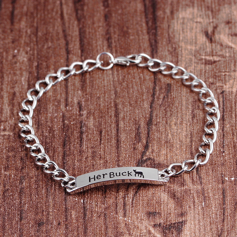 Couple Lettering Bracelet Herbuck His Doe Elk Bracelet Bracelet Wholesale display picture 7