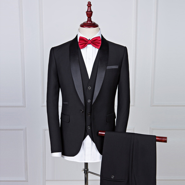 Men’s suit black collar chorus host men’s suit