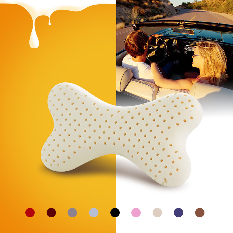 泰国天然乳胶骨头枕头汽车头枕护颈枕卡通车载腰靠定制|ru
