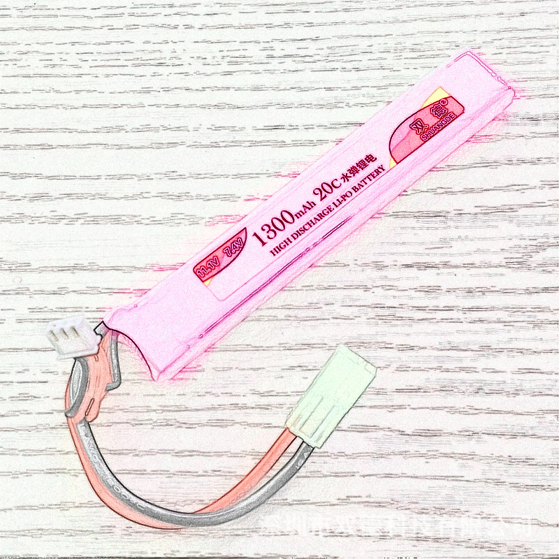厂家直销 7.4V/1300mAh/20C 聚合物狗电 田宫插 出口版