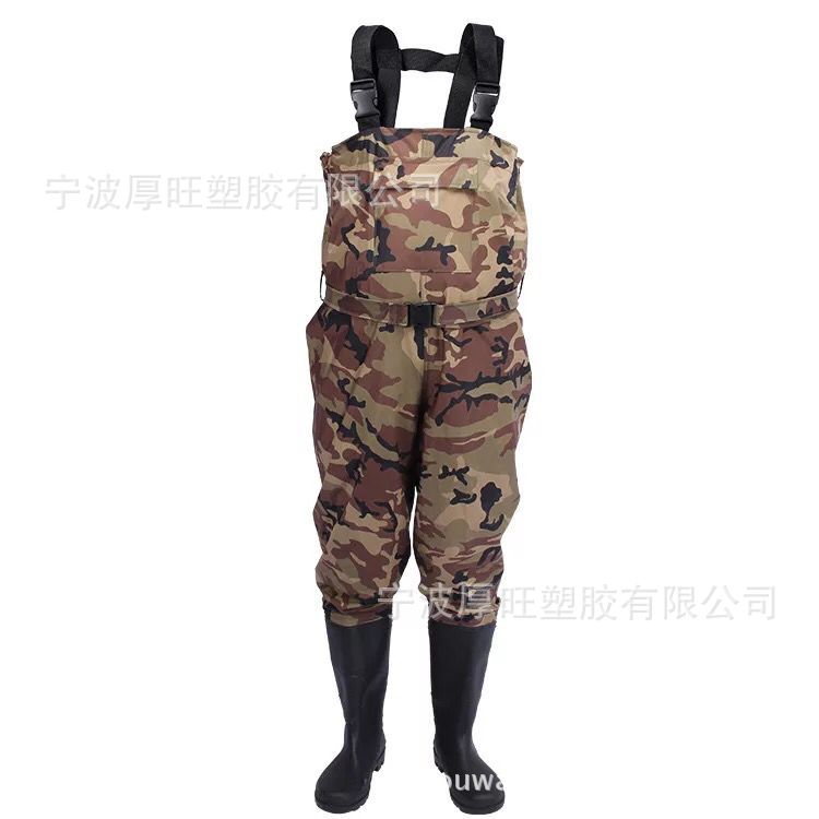 跨境定制迷彩尼龙pvc下水裤夏季尼龙钓鱼裤下水裤钓鱼服涉水裤
