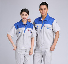 Summer Factory Workshop Protective Clothing, Car Wash Gas Station Short-Sleeve Work Breathable Sweat Absorbent Set Wholesale