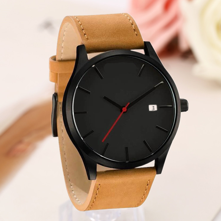 雷莫表业 爆款大表盘高端商务男士手表 时尚日历手表磨砂皮无logo|ms