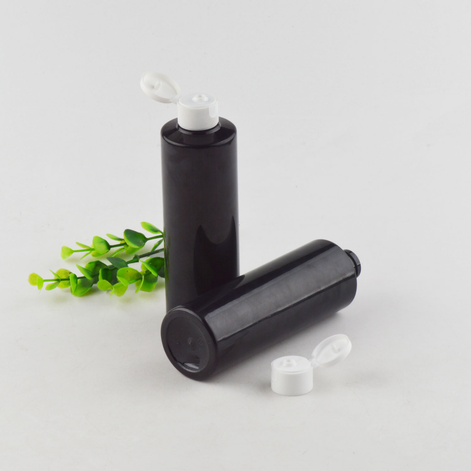 250ml毫升黑色平肩翻盖瓶不投光塑料化妆品分装瓶储物瓶洗发水瓶