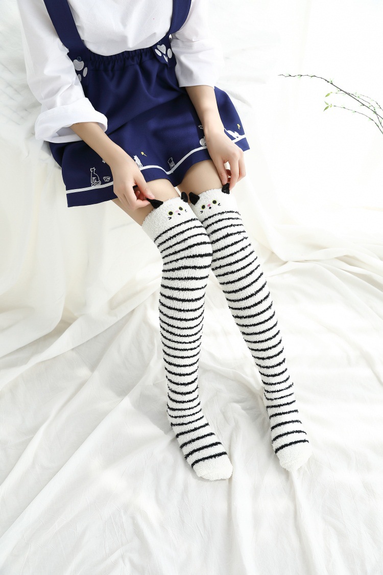 over knee thick warm striped socks  NSFN30495