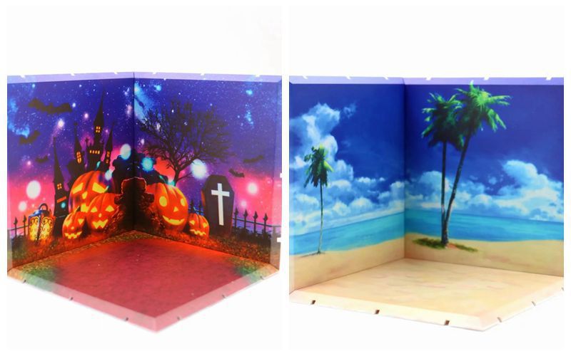 手办人物背景板背景墙海滩万圣节公仔拍摄道具拼装模型摆件 阿里巴巴