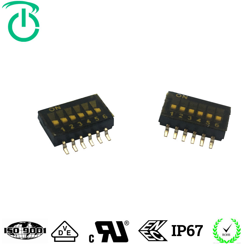 厂家生产1-12位2.54mm脚距工控用微型贴片黑色拨码程式开关