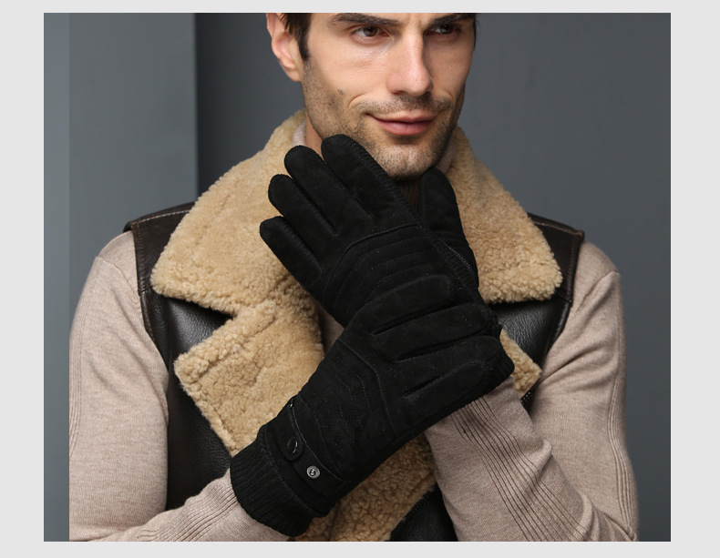 Men's Gloves Winter Thick Velvet Warm Riding Motorcycle Gloves Men's Cold proof Touch Screen Real Pigskin Gloves_voghion.com
