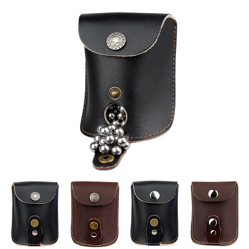 牛皮钢珠包腰包男士户外挂腰加厚真皮强力磁铁一体休闲弹珠弹弓包|ru