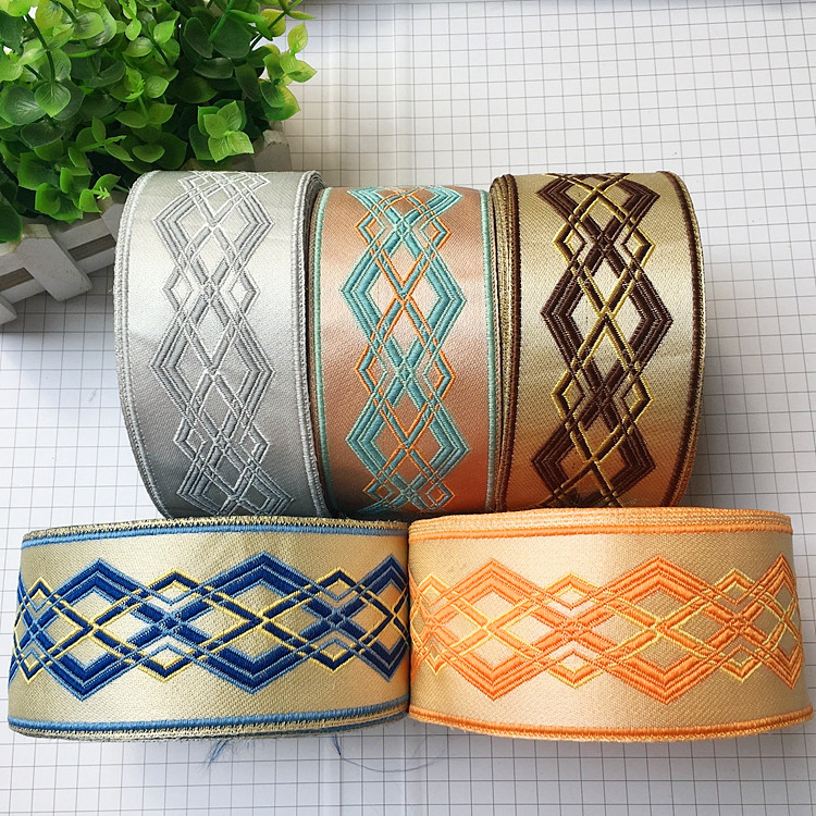 6cm宽民族棱型提花织带刺绣花边辅料手工服饰桌布窗帘布艺小边