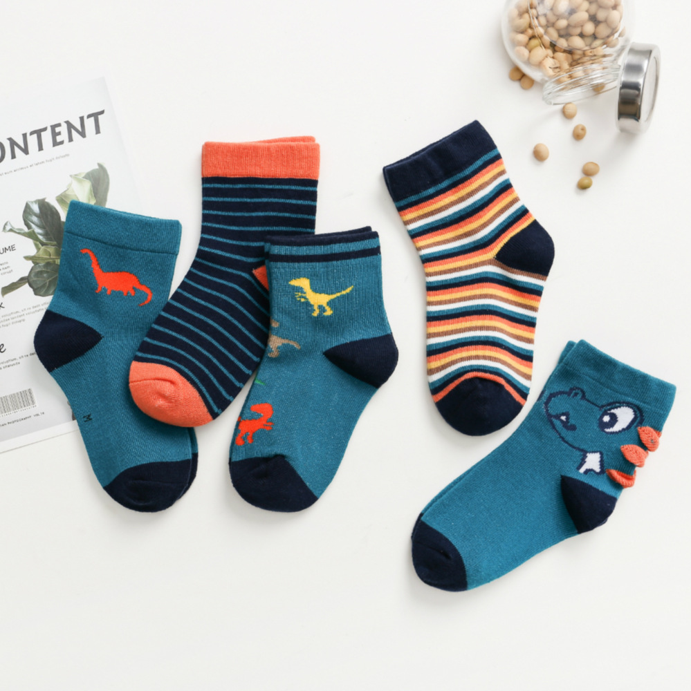 [Five Pairs Of Outfits] Spring And Autumn New Cartoon Cotton Children's Socks, Baby Children's Socks