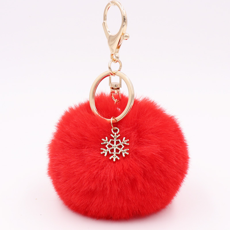 Fashion Snowflake Alloy Plush Unisex Bag Pendant Keychain 1 Piece display picture 3