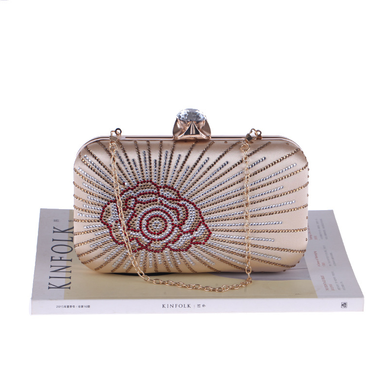 New Women's Dinner Bag Hot Drilling Clutch Bag Hard Box Small Square Bag Ladies Dress Bag display picture 16