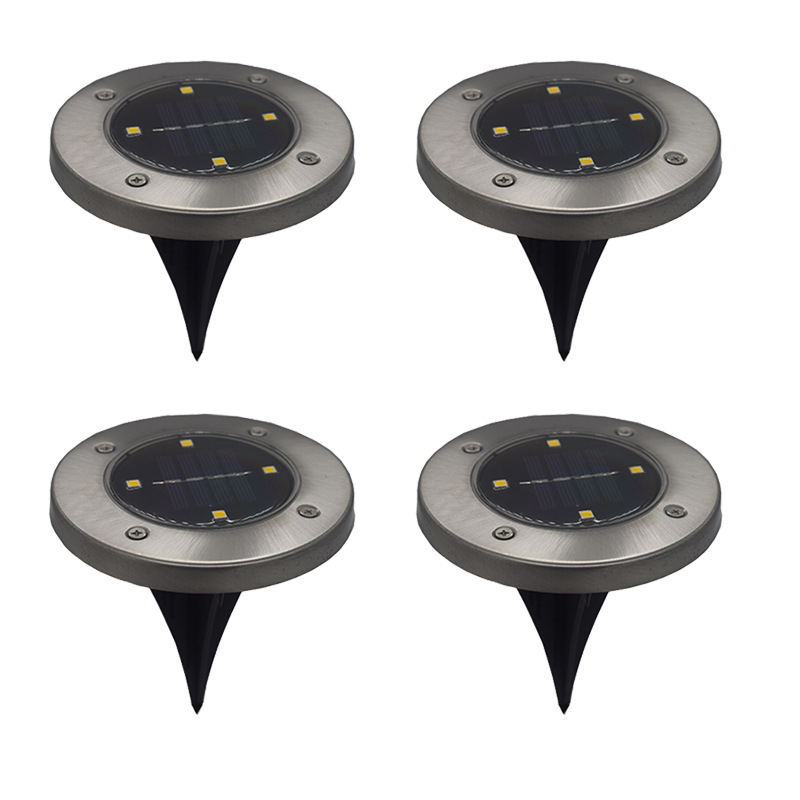 amazon跨境新款4LED太阳能地埋灯草坪灯不锈钢户外灯庭院灯广场灯