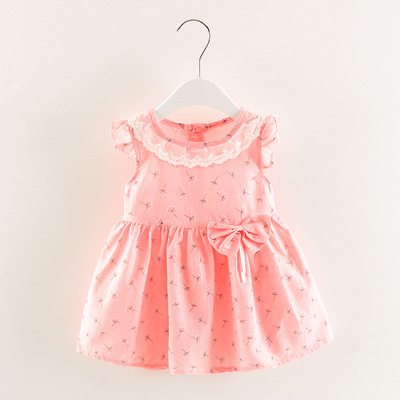 Mùa hè váy cô gái váy 1-4 tuổi bé bông ren vòng cổ ăn mặc trẻ sơ sinh trai bông váy bán buôn