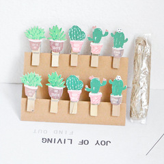 10 photo clips, photo holders, macrame planters, cacti, photo wall hangings, memo clips, small wooden clips