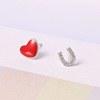 Design red silver earrings with letters, Korean style, English letters