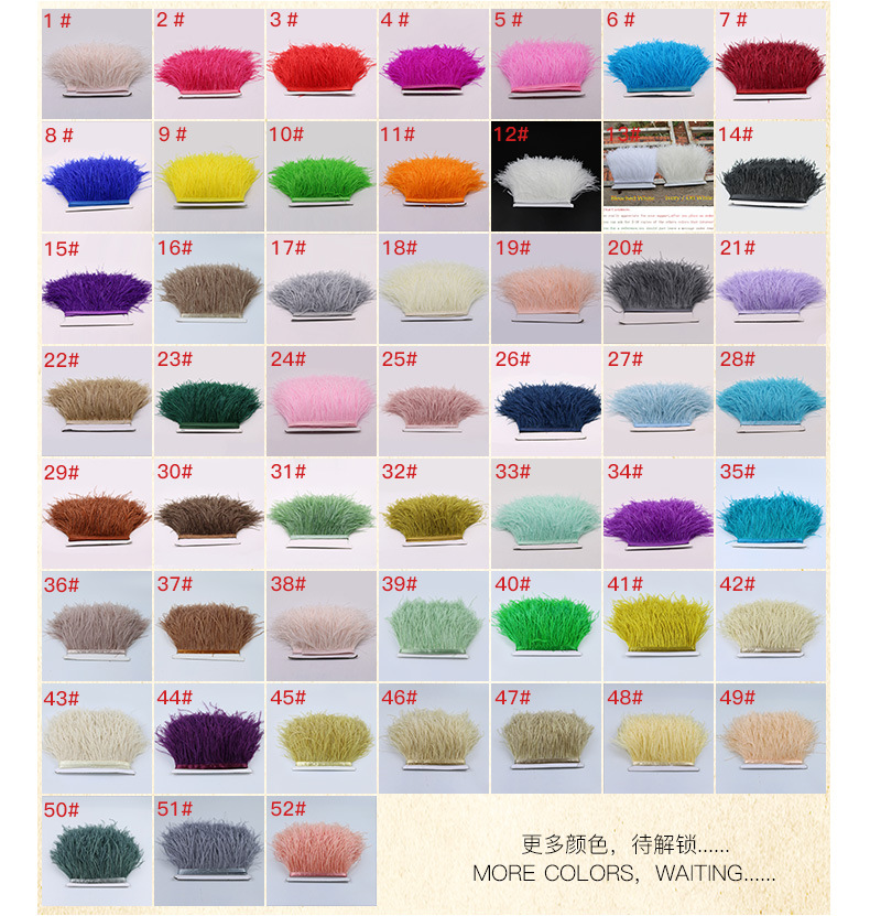 温册羽毛热销12-15cm鸵鸟羽毛布边舞台演出服装饰diy耳环毛毛丝详情图5