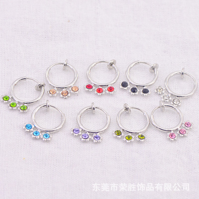 韩版热线耳环 流行款甜美耳环饰品 可爱小花弹簧耳夹 镶钻耳夹|ms