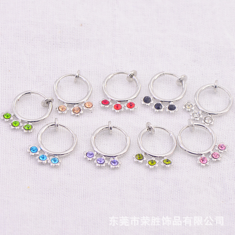 韩版热线耳环 流行款甜美耳环饰品 可爱小花弹簧耳夹 镶钻耳夹|ms