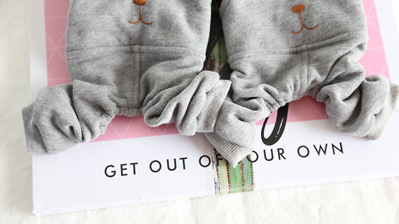 小熊背带条纹四脚衣