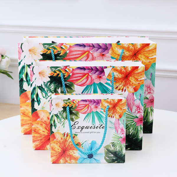 New tropical flower watercolor gift bag clothing bag paper bag…