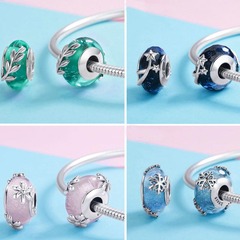 原創 亞馬遜貨源s925純銀珠子diy串珠手鍊配件春夏秋冬四季琉璃珠