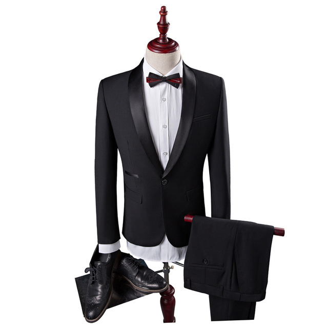 Men’s suit black collar chorus host men’s suit