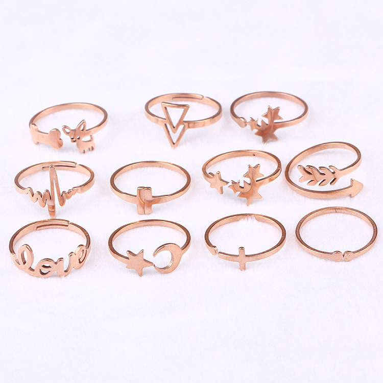 日韩个性不锈钢戒指女 玫瑰金可调节戒指 钛钢切割指戒 厂家批发|ru