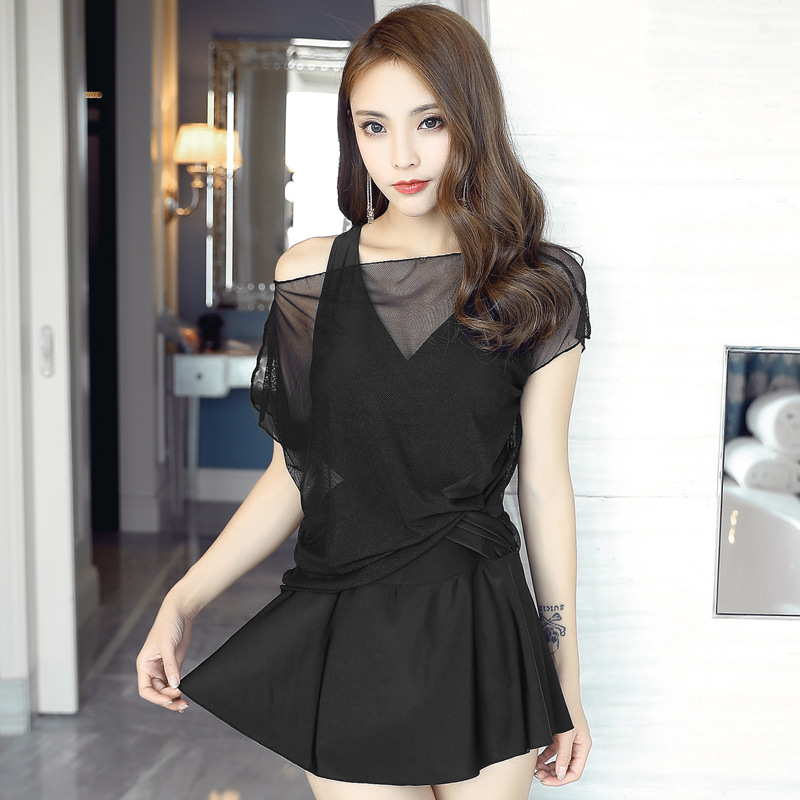 2024 New Swimsuit Women's One-Piece Skirt Style Fairy Style Belly-Covering Slimming Look Sexy Korean Ins Style Hot Spring Swimsuit