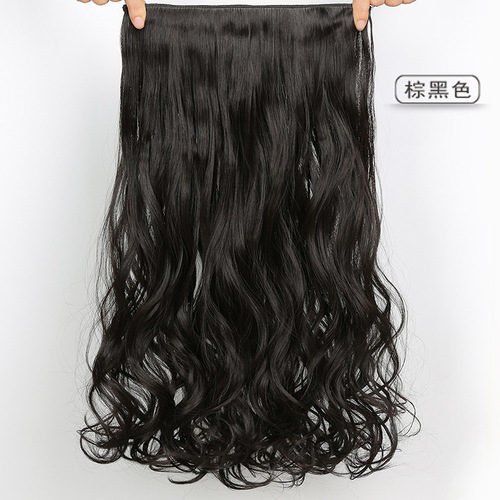 Manufacturer wholesale one-piece five-card hair extension, thickened medium-length curly hair, large wave clip-in hair, chemical fiber wig