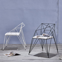 创意北欧铁艺餐椅简约现代镂空铁线网金属休闲椅酒店洽谈桌金属椅