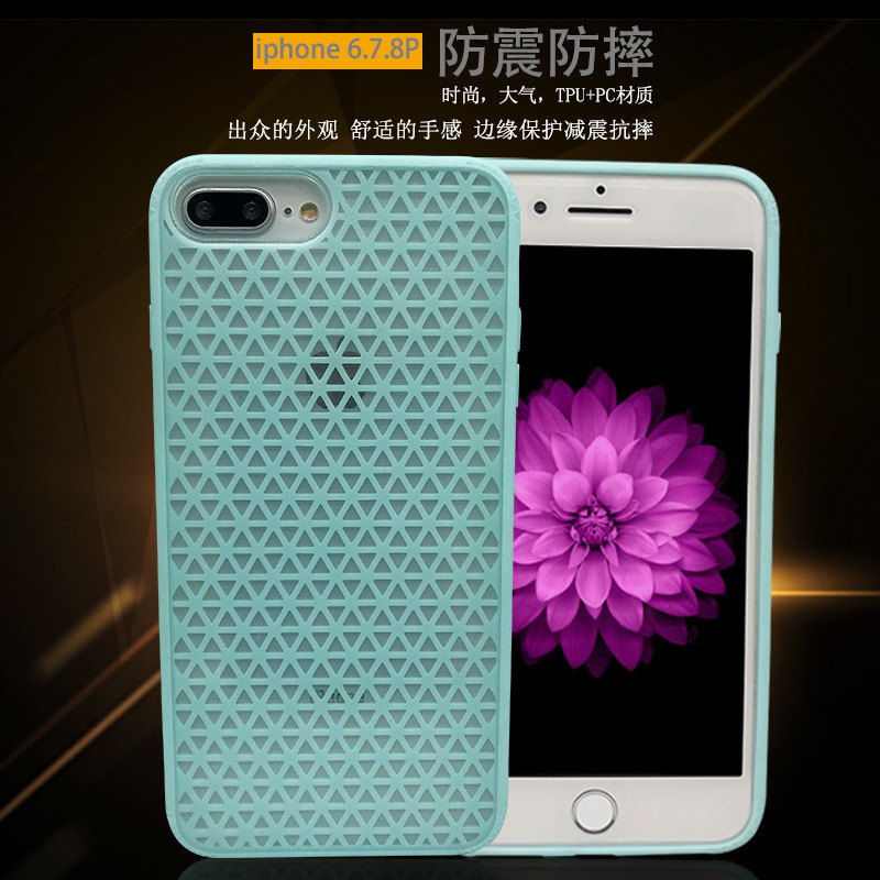 新款iPhoneX简约透明菱形TPU+PC 二合一防摔防水 苹果手机壳