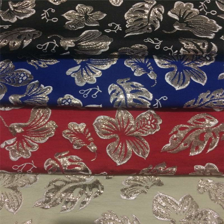 金树叶金花朵图案梭织色织提花布面料适用于服装装饰沙发布鞋子布