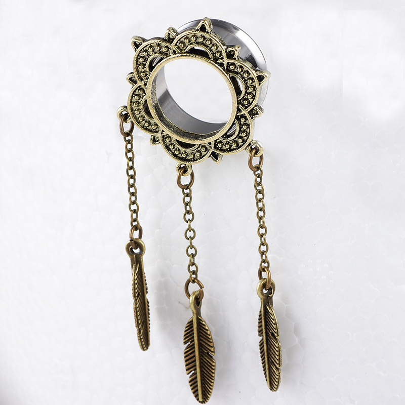 Bronze 16mm U-Shaped Leaf Ear Weights Stainless Steel Body Jewelry for Gauged Earlobes detail image 8